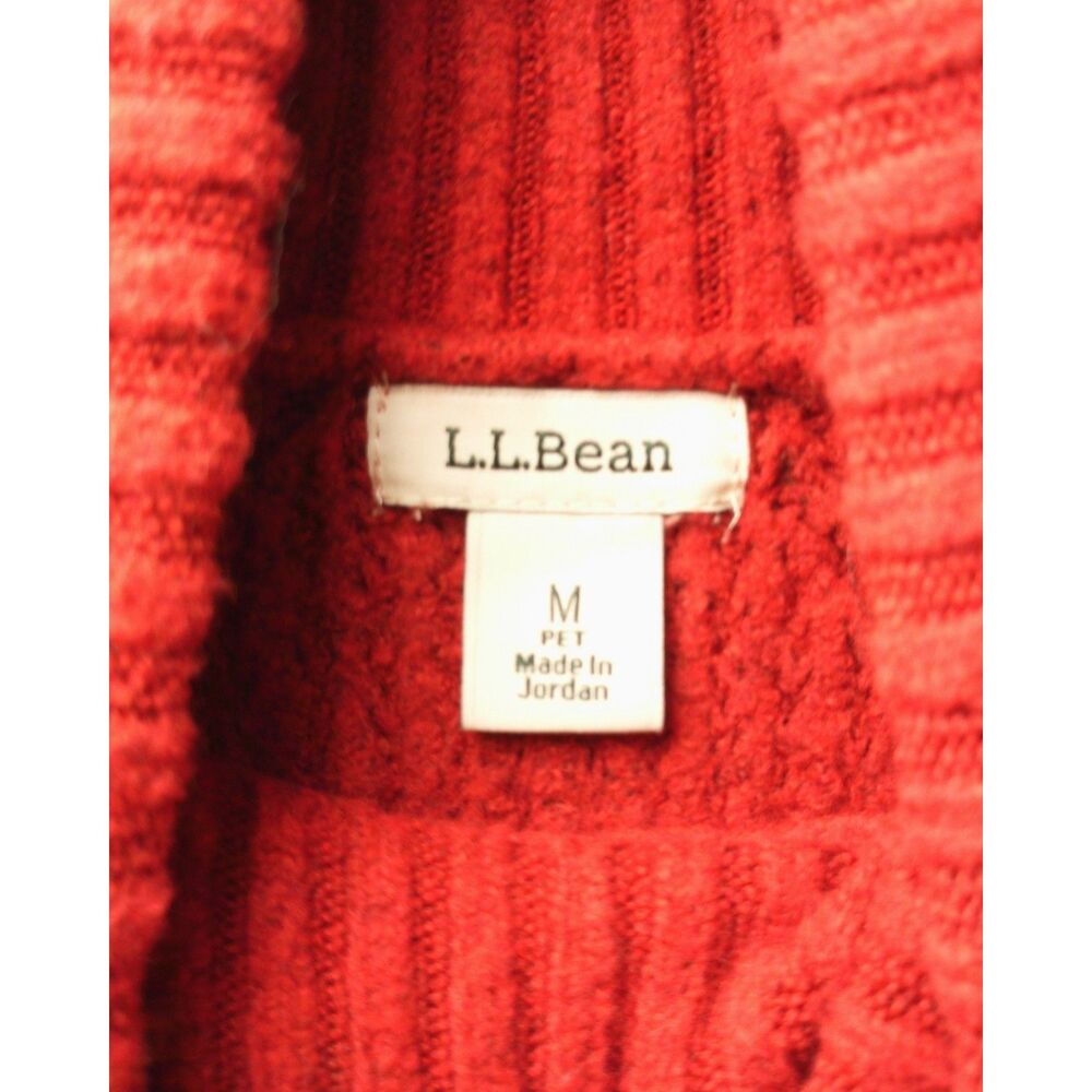 L.L.Bean SuperSoft Waffle Turtleneck Sweater Women M Petite Rustic Red Side Zip - Picture 4 of 11